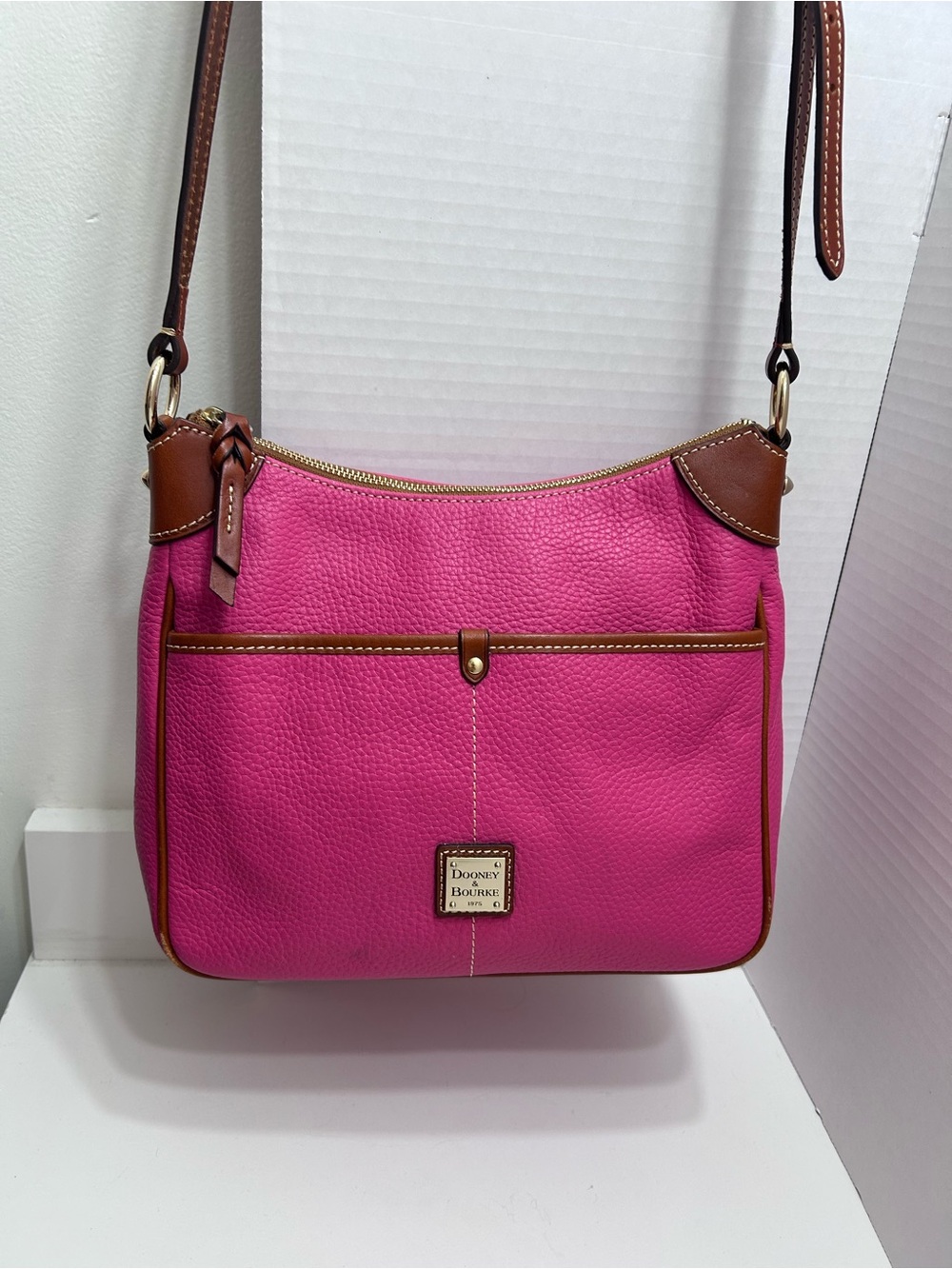 Dooney & Bourke Kimberly Pink Pebble Leather Convertible Crossbody Shoulder Bag